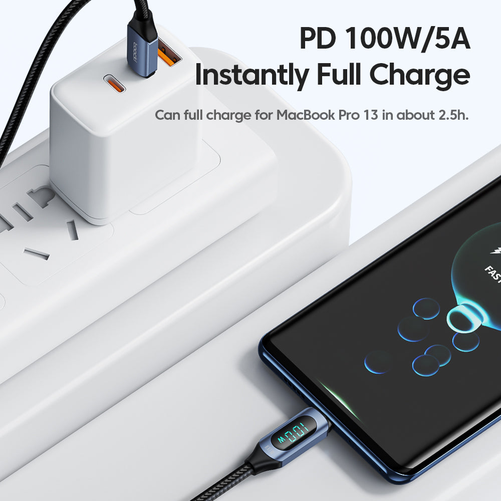TOOCKI TQ-X03 2m Digital Display Data Cable USB-C to USB-C PD 100W Charging Cord TOOCKI TQ-X03 2m Digital Display Data Cable USB-C to USB-C PD 100W Charging Cord